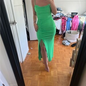 Bright green midi dress